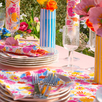 Paviot, Serviette, bedruckt mit Blumen Bouquet, mehrfarbiges Motiv, style